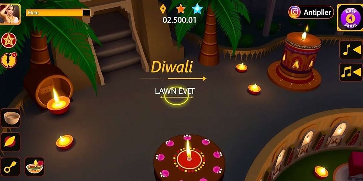 Lucknow Lions Diwali Celebration Event Lucknow Lions Diwali event screenshot showing in-game locations decorated with diyas, rangoli, and lights