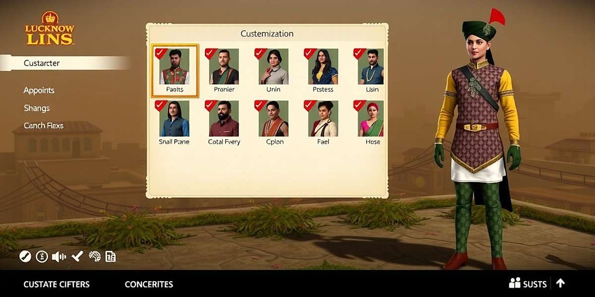 Lucknow Lions Character Customization Lucknow Lions gameplay screenshot showing character customization screen with various traditional Indian outfits